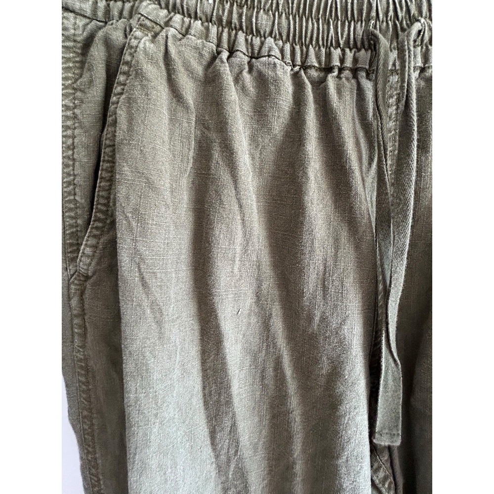 Point Sur Women's Elastic Waist Tapered Leg Pants Military Green Sz T10 Linen - Picture 4 of 9